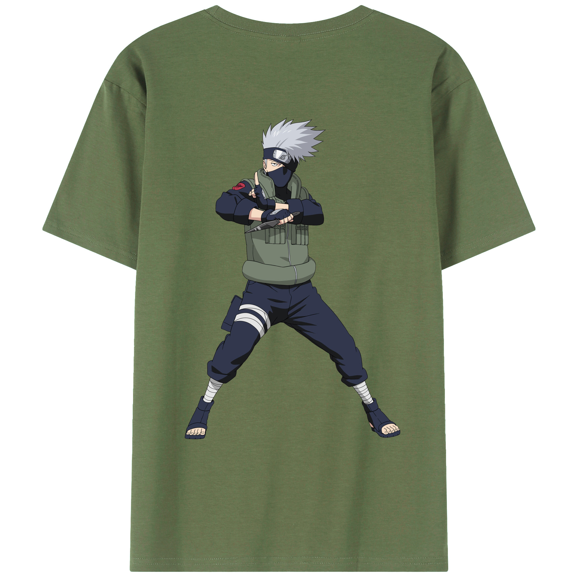 （画像用） NARUTO -ナルト- はたけ カカシ Hatake Kakashi 綿100％ メンズ半袖Tシャツ（バックプリント） 通気性